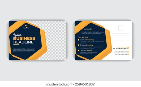 Double sided Landscape poster, Corporate business or marketing agency postcard template
