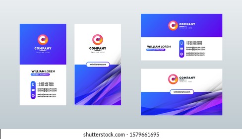 Double sided modern business card template layout. Portrait and landscape orientation. Vector illustration