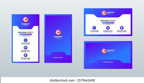 Double sided modern business card template layout. Portrait and landscape orientation. Vector illustration