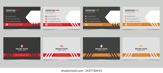Double sided modern business card design, minimal business card template and 4 colors variation
