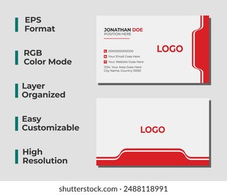 Tarjeta de visita moderna de doble cara, tarjeta personal mínima, tarjeta de oficina corporativa, tarjeta de nombre creativa, diseño, conjunto