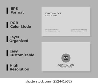 Double sided modern business card, simple personal card, corporate identity card, minimal office card, layout, set