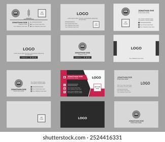 Double sided modern business card, simple personal card, corporate identity card, minimal office card, layout, set