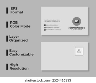 Double sided modern business card, simple personal card, corporate identity card, minimal office card, layout, set