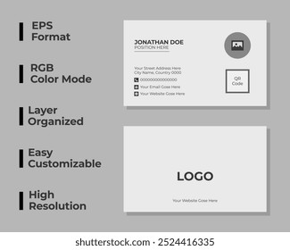 Double sided modern business card, simple personal card, corporate identity card, minimal office card, layout, set