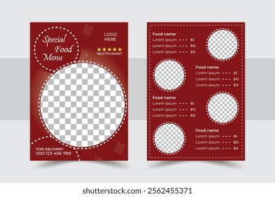 Double sided modern restaurant food menu design template.