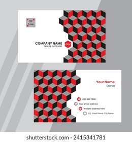 Diseño de tarjetas de negocios de doble cara en rojo, negro y gris 