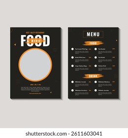 Double sided restaurant menu design template. Food Menu Design vector Eps, Food menu design and template, menu design. Vector cafe template with hand-drawn graphic.