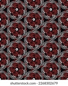 Double sided simple elegant shape floral botanic art illustration soft colors, black, pink, orange bacvkground trendy color seamless pattern designed for womanswear collection suitable for print