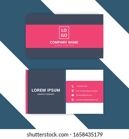 Double sided vector business card template. modern and creative business card design with solid pink and blue color. print ready and easy editable in EPS 10 format.