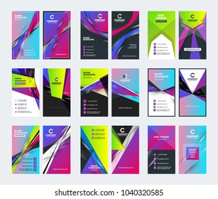 Double sided vertical business card templates. Stationery design vector set. Vector illustration