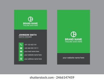 Plantilla de diseño de tarjeta de visita de doble cara de Vertical y diseño de tarjeta de visita moderno.