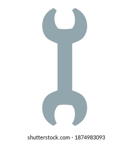 double sided wrench in gray color, flat, isolated object on white background, vector illustration, eps