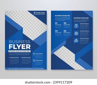 double sides flyer template design with modern style and abstract background use for business