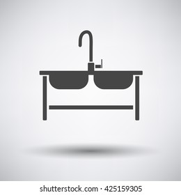 Double sink icon on gray background with round shadow. Vector illustration.