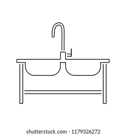 Double sink icon. Thin line design. Vector illustration.