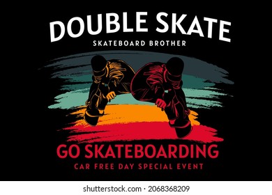 double skate retro silhouette design
