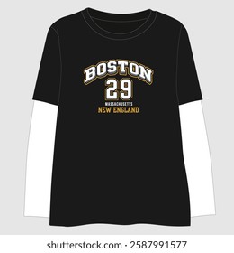 Double sleeve t-shirt with Boston 29 New England design