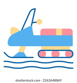 Double snowmobile - icon, illustration on white background, flat color style