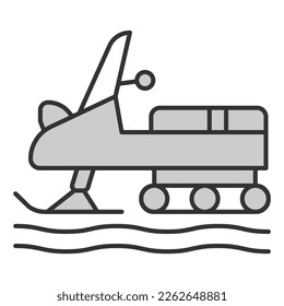 Double snowmobile - icon, illustration on white background, grey style
