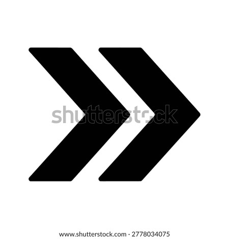 Double solid black right arrows icon for fast forward or skip action