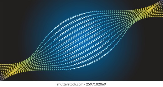 Double Sparkling luxury multi color waves background on black and blue background. Premium design for wallpaper, banner, poster. modern halftone