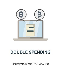 Double Spending flat icon. Colored sign from cryptocurrency collection. Creative Double Spending icon illustration for web design, infographics and more