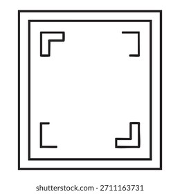 Quadro quadrado duplo delimitando quatro marcas de foco interno ou de destino. Linhas pretas sobre um fundo branco, sugerindo uma câmera ou vista de mira.