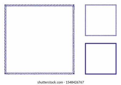 Double square frame mosaic of ragged items in different sizes and shades, based on double square frame icon. Vector rugged items are organized into collage.