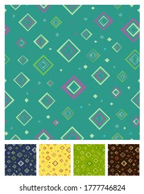 Double square line seamless pattern with colour variations. Modern geometric, minimalist, suitable for wallpapers, fabric pattern, banners, backgrounds, cards, book illustrations etc.