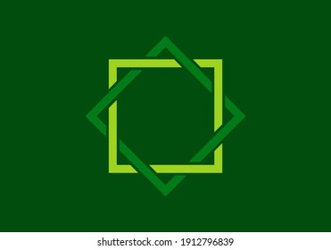 Double square shape frame green design
