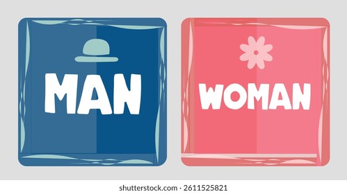 Double square showing the title MAN and WOMAN