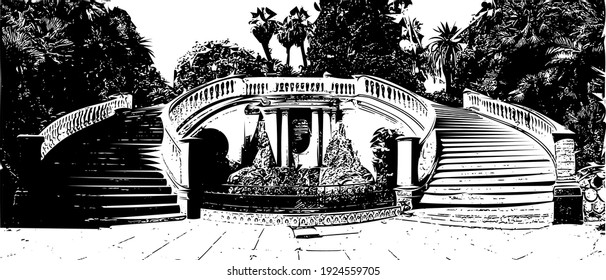 Double stairs, Parc de Galland (ex name the Liberty Park) is built on a slope, on an area of 3 hectares. It was designed in 1915 by Charles de Galland former mayor of Algiers.