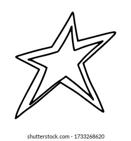 Doble estrella dibujada en el estilo Doodle.Imagen en blanco y negro.Diseño monocromo.Dibujo de esquema a mano.Colorización.Ilustración vectorial