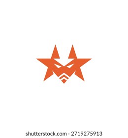 Double star fox head abstract logo.
