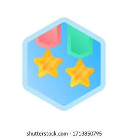 Double star medal gradient vector icon. Simple award symbol in trendy flat gradient style design. Vector illustration.