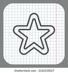 Double star simple icon. Flat desing. On graph paper. Grey background.ai