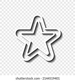 Icono simple de doble estrella. Diseño plano. Blanco con sombra en la cuadrícula transparente.ai