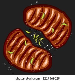 Double Steak Object Stock Vector Illustration in Black Background