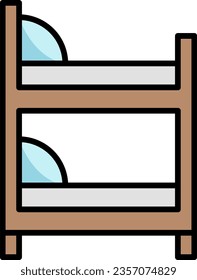 Double Storey Wooden Bed Vector Icon