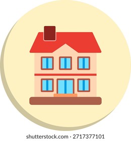 Icono de estilo de círculo plano de casa de doble piso