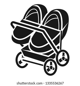 Double stroller icon. Simple illustration of double stroller vector icon for web design isolated on white background