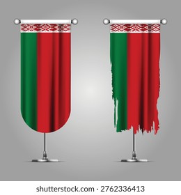 Double Style BELARUS Flag Banners, Official Clean and Grunge Torn Look