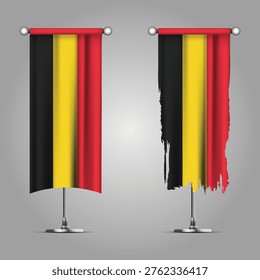 Double Style BELGIUM Flag Banners, Official Clean and Grunge Torn Look
