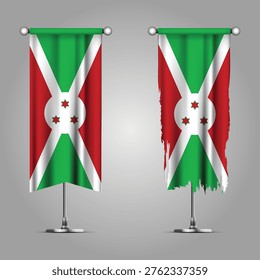 Double Style BURUNDI Flag Banners, Official Clean and Grunge Torn Look