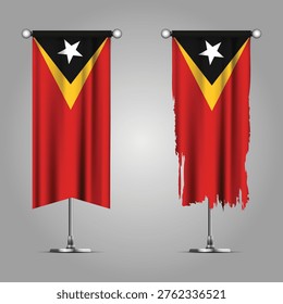 Double Style EAST TIMOR Flag Banners, Official Clean and Grunge Torn Look
