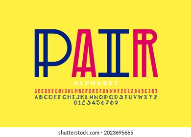 Double style font, alphabet letters and numbers vector illustration