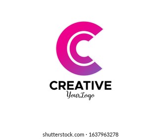 Double Style Letter C logo design with modern color combination