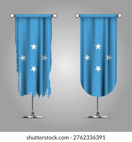 Double Style MICRONESIA Flag Banners, Official Clean and Grunge Torn Look