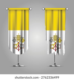 Double Style VATICAN Flag Banners, Official Clean and Grunge Torn Look